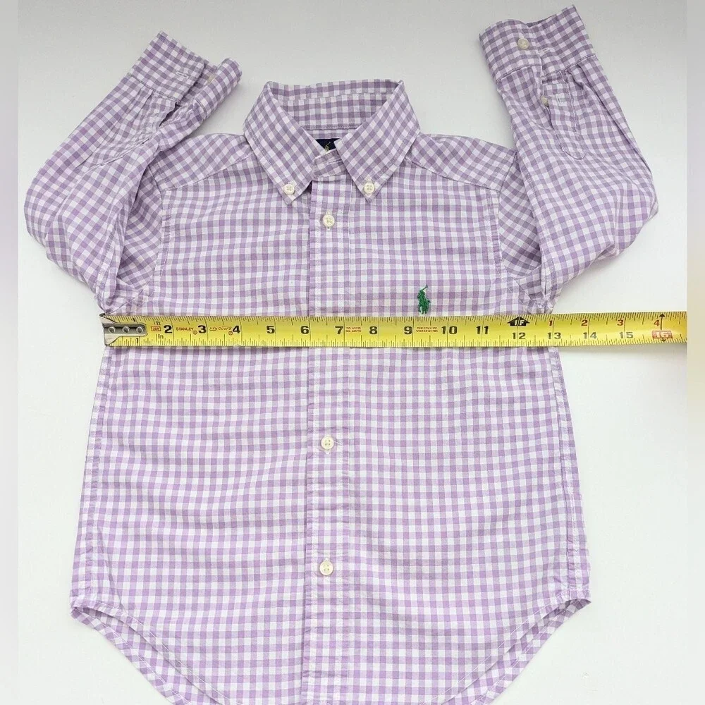 Ralph Lauren Boys' (Size 3/3T) Purple/Lavender & White Gingham Button-Down Shirt